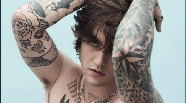 Gabriel-Kane Day-Lewis Snags a New Cover, Connects with Zoo Going shirtless, Gabriel-Kane Day-Lewis shows off several of his tattoos.