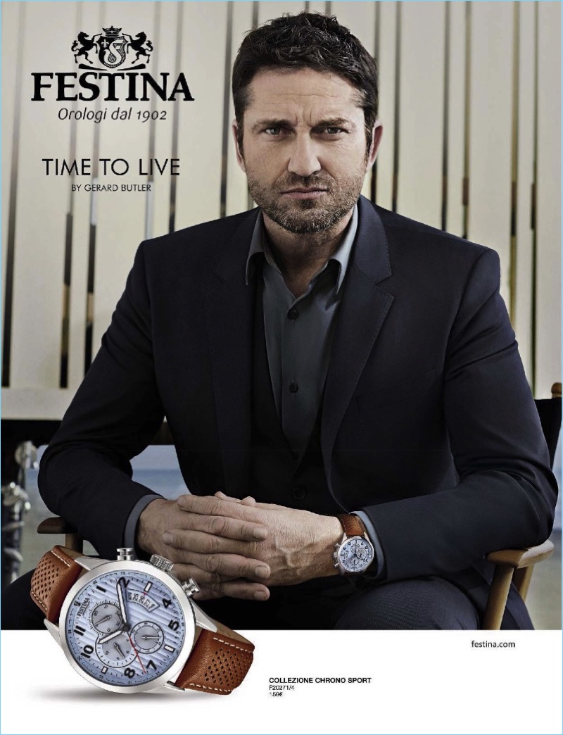 Gerard Butler is front and center for Festina's most recent campaign.