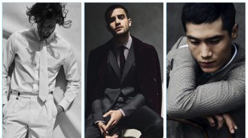 Models Wouter Peelen, Aleksandar Rusic, and Hao Yun Xiang appear in Giorgio Armani's fall-winter 2017 campaign.