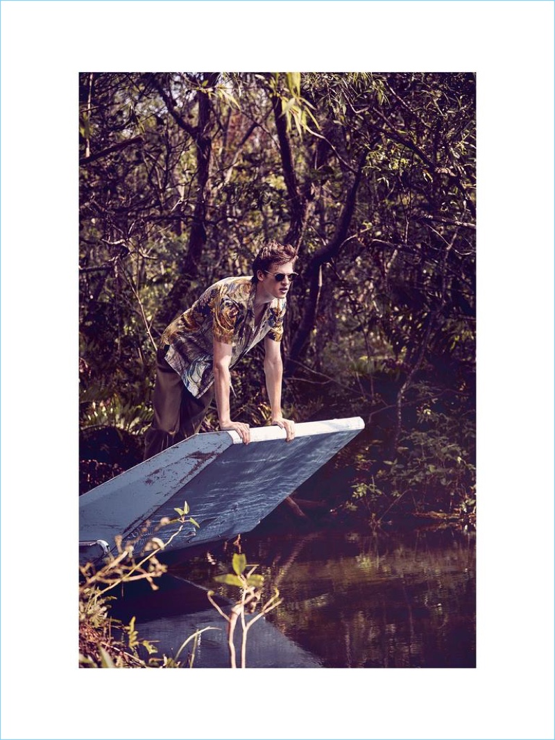 DRIES VAN NOTEN shirt £285 and trousers from a selection; OLIVER PEOPLES sunglasses £263