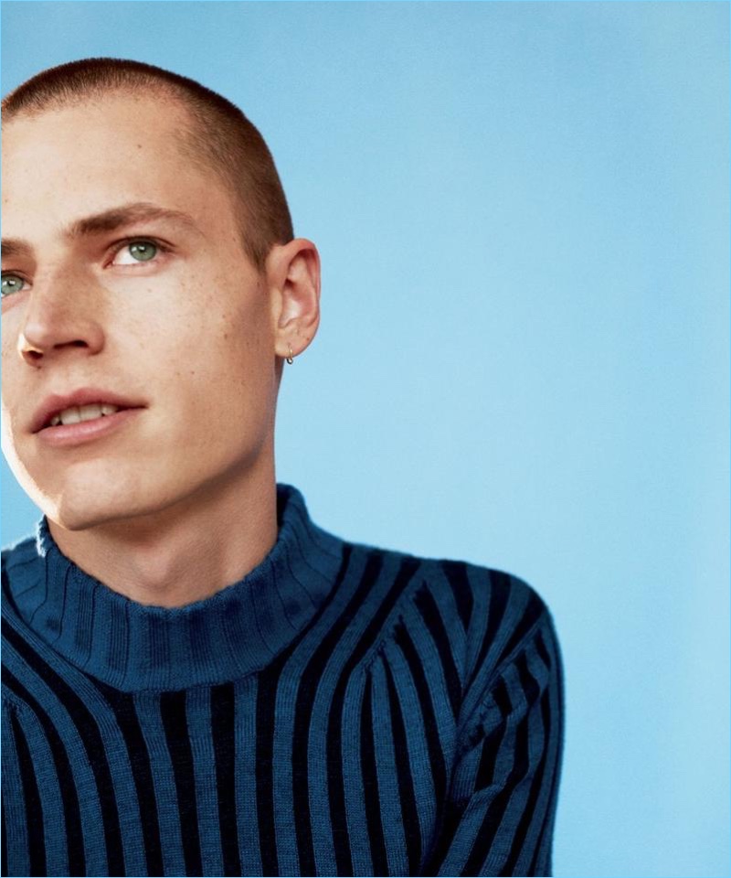 Jonas Kloch stars in a colorful editorial for DuJour magazine.