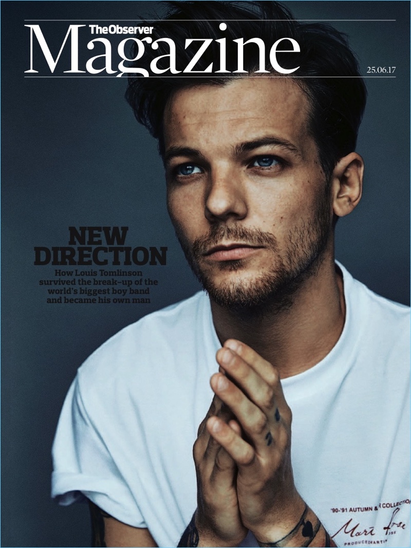 Louis Tomlinson covers the most recent issue of The Observer magazine.