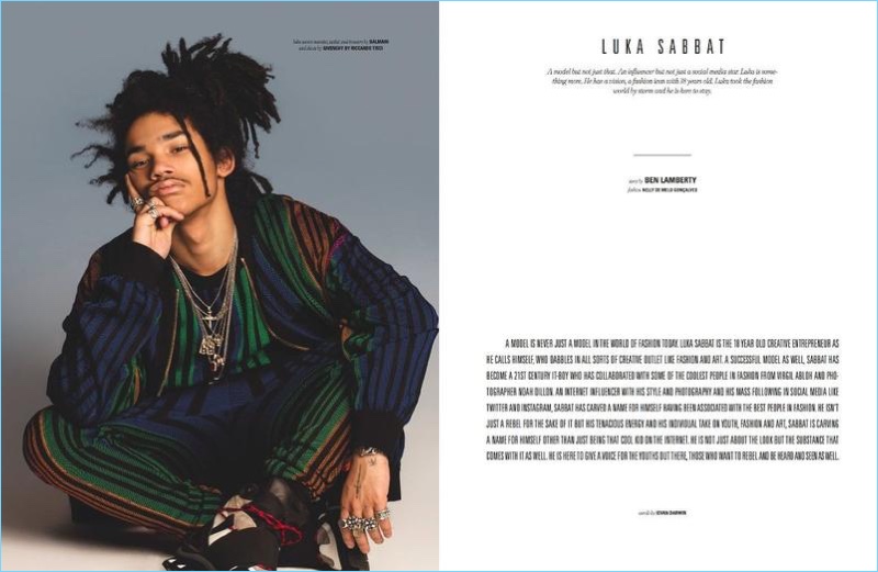 Luka Sabbat wears Balmain and Givenchy for a DSection shoot.