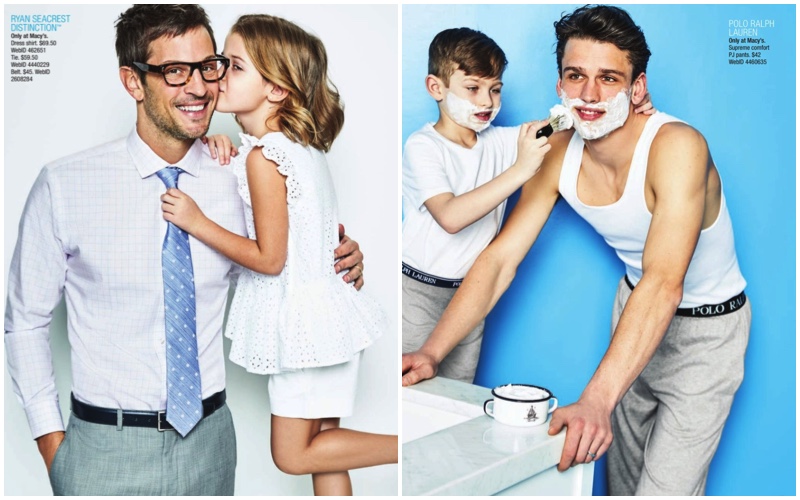 Models Kelly Rippy and Simon Nessman come together for Macy's Father's Day 2017 catalogue.