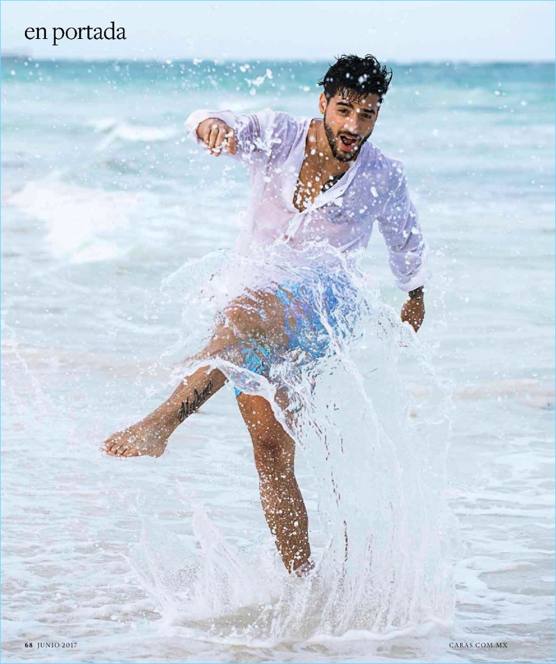 Taking to the beach, Maluma connects with Caras magazine. 