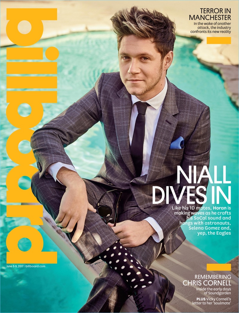 Donning a sharp suit poolside, Niall Horan covers Billboard magazine.
