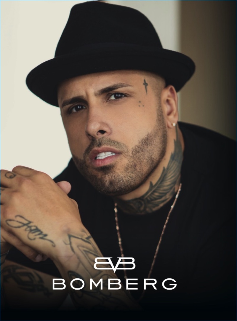 Music artist Nicky Jam is front and center for Bomberg's latest campaign. » Take 5 Ads: Gerard Butler, Hugh Jackman + More Celebs Turn Model Music artist Nicky Jam is front and center for Bomberg's latest campaign.
