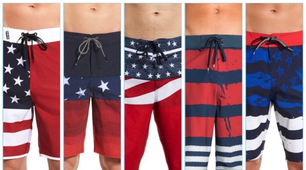 Men's Patriotic American Flag Swim Shorts
