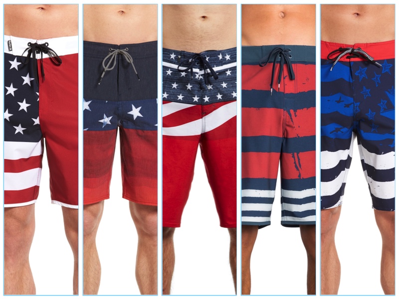 Men's Patriotic American Flag Swim Shorts
