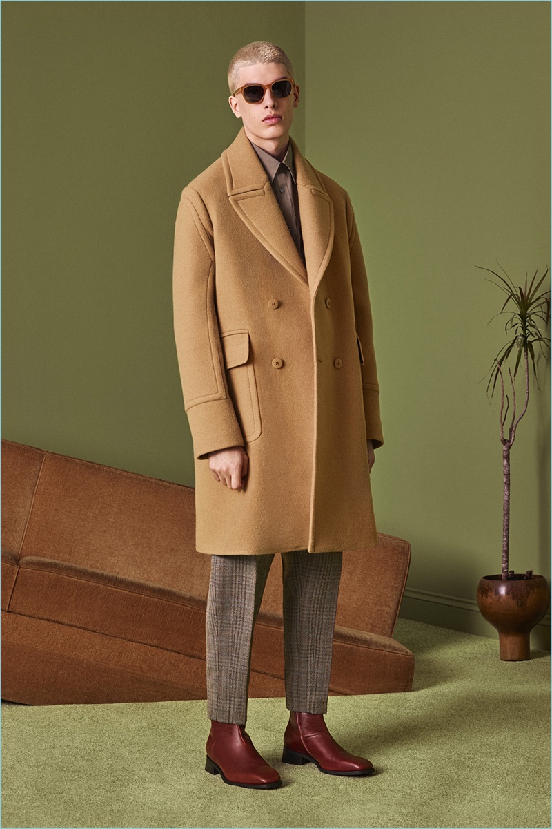 The classic camel coat is front and center with a double-breasted version.