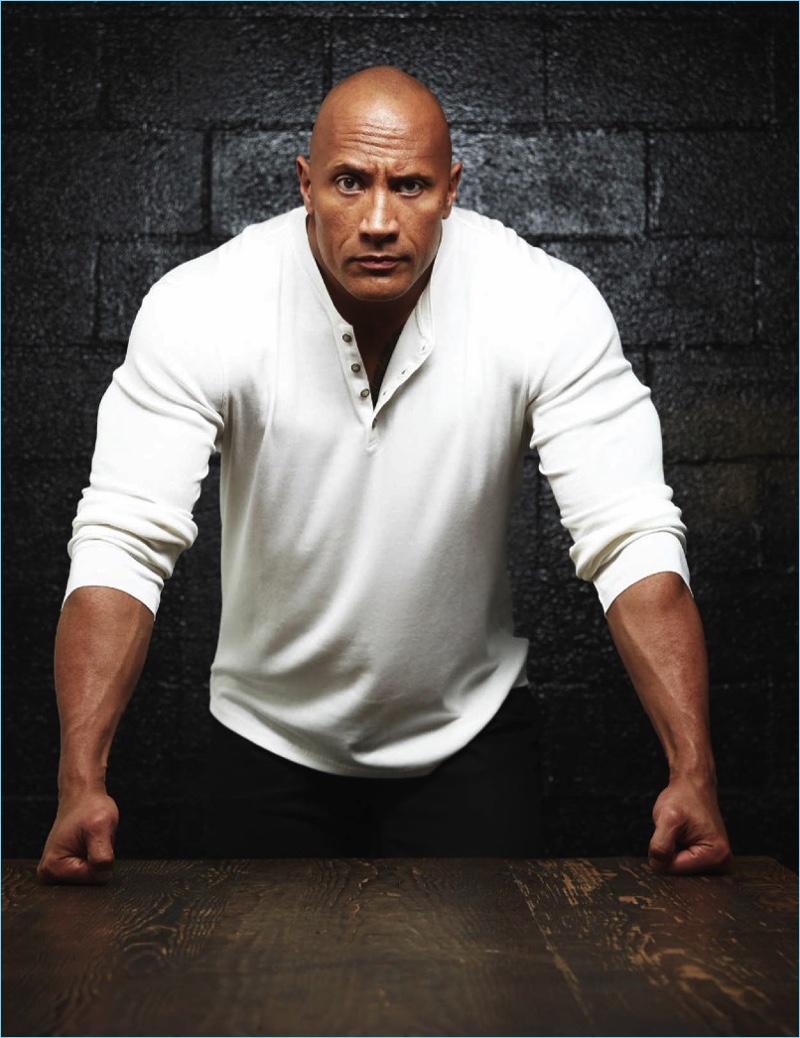 Front and center, Dwayne 'The Rock' Johnson poses for an Emmy magazine photo shoot.