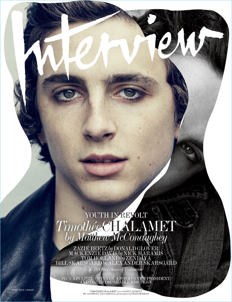 Timothée Chalamet covers the June/July 2017 issue of Interview magazine.