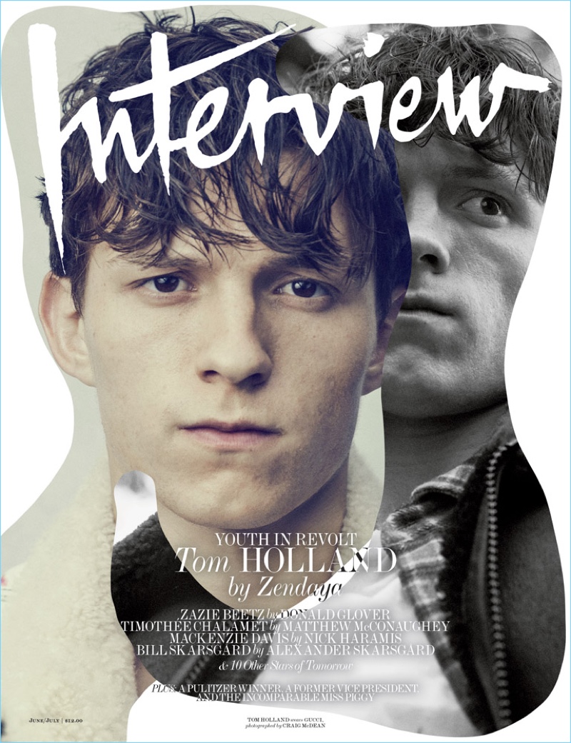 Tom Holland covers the June/July 2017 issue of Interview magazine.