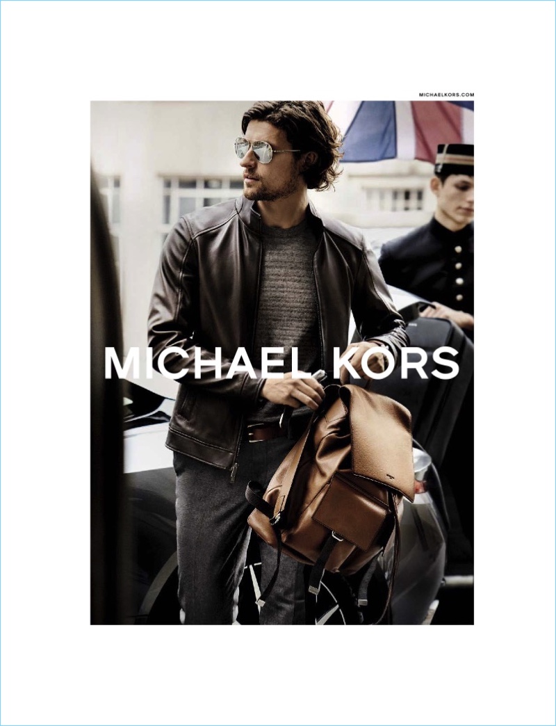 Dutch model Wouter Peelen reunites with Michael Kors for the brand's fall-winter 2017 campaign.