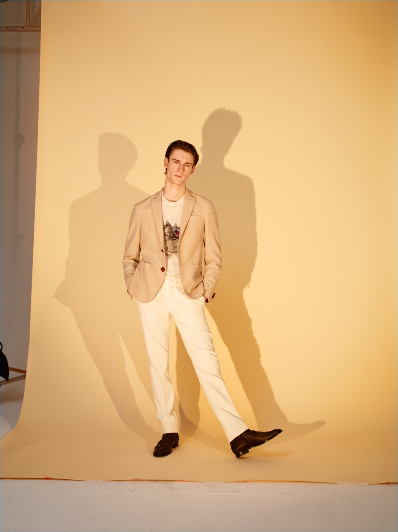 Matt Doran models an Etro look with EDHÈN Milano shoes.