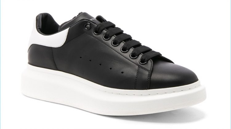 Alexander McQueen Black and White Leather Platform Sneakers