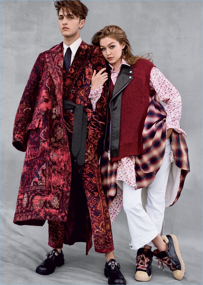 Anwar Hadid joins his sister Gigi. He wears an Alexander McQueen coat, suit, shirt, and shoes. » Zayn Malik & Gigi Hadid Cover Vogue, Anwar Appears in Shoot Anwar Hadid joins his sister Gigi. He wears an Alexander McQueen coat, suit, shirt, and shoes.