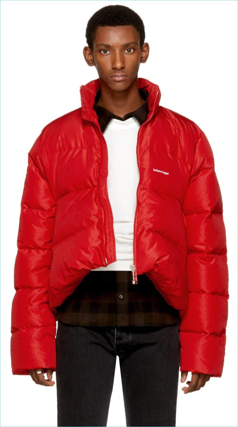 Balenciaga Red Quilted Down Ripstop Jacket