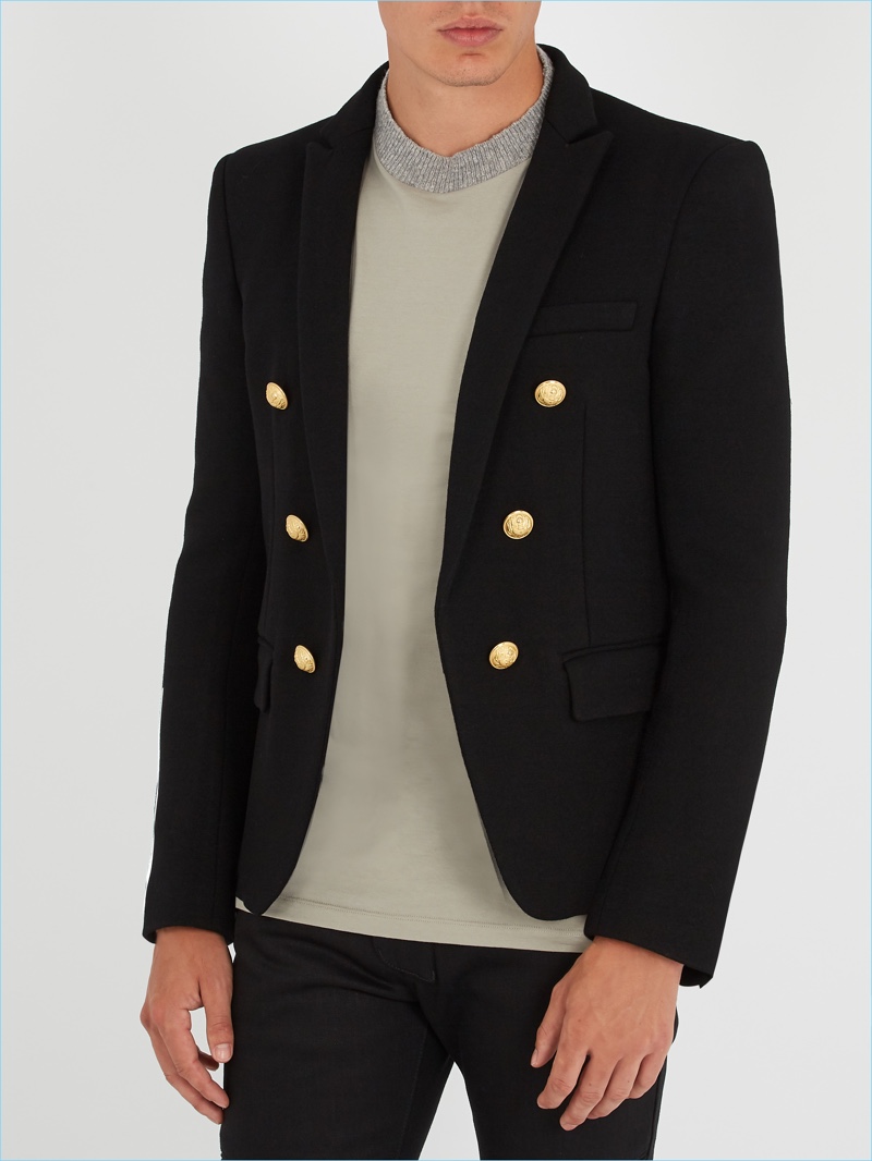 Balmain Button-Detail Wool Blazer