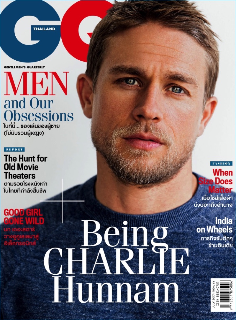 Actor Charlie Hunnam covers the July 2017 issue of GQ Thailand.