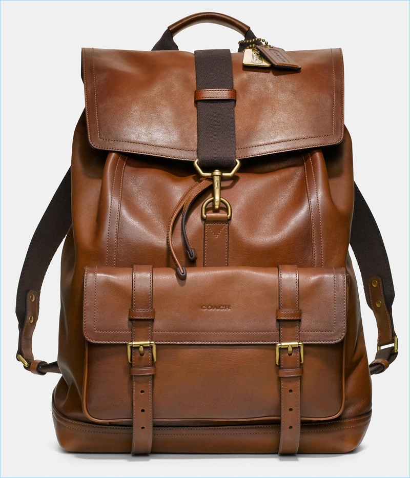 Coach makes a rich brown statement with its leather Bleeker backpack $698.