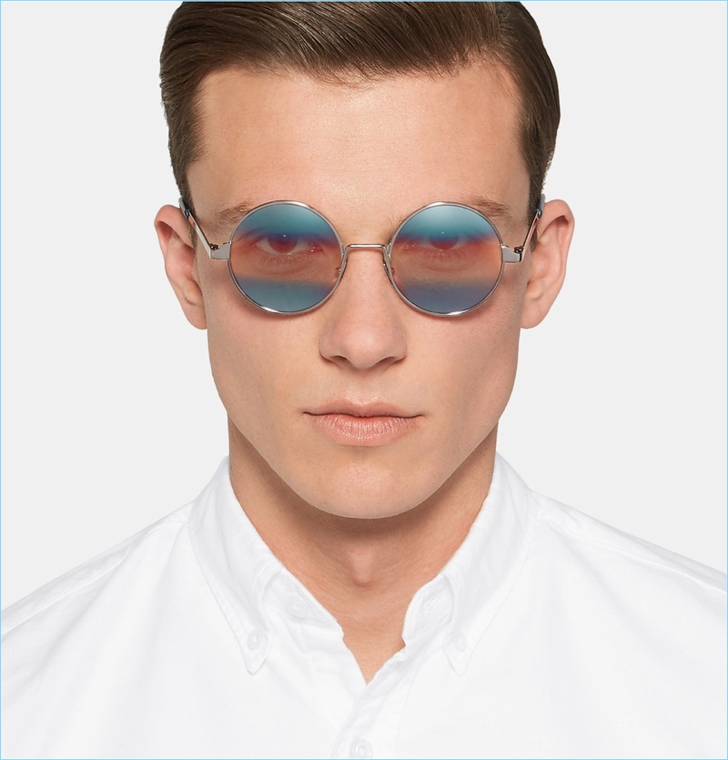 Cutler & Gross Round-Frame Silver-Tone Sunglasses