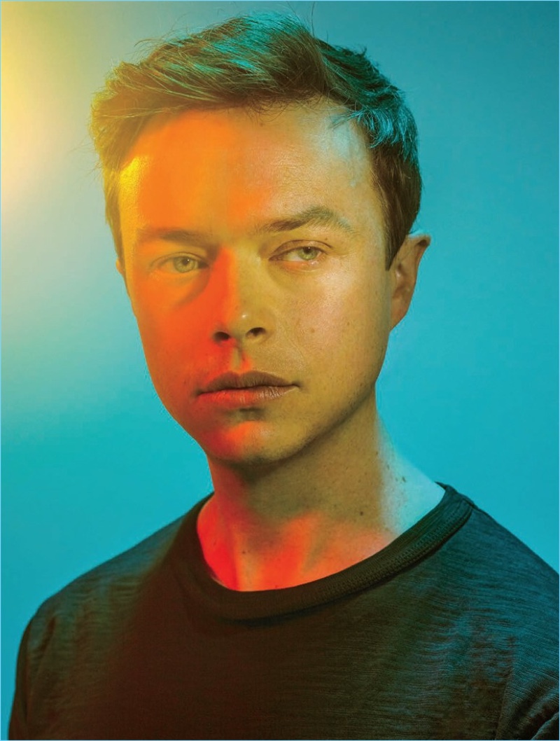 Appearing in a portrait, Dane DeHaan wears an Officine Générale t-shirt.