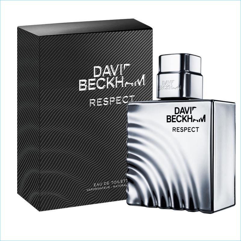 Artwork featuring the fragrance bottle and packaging for David Beckham Respect.