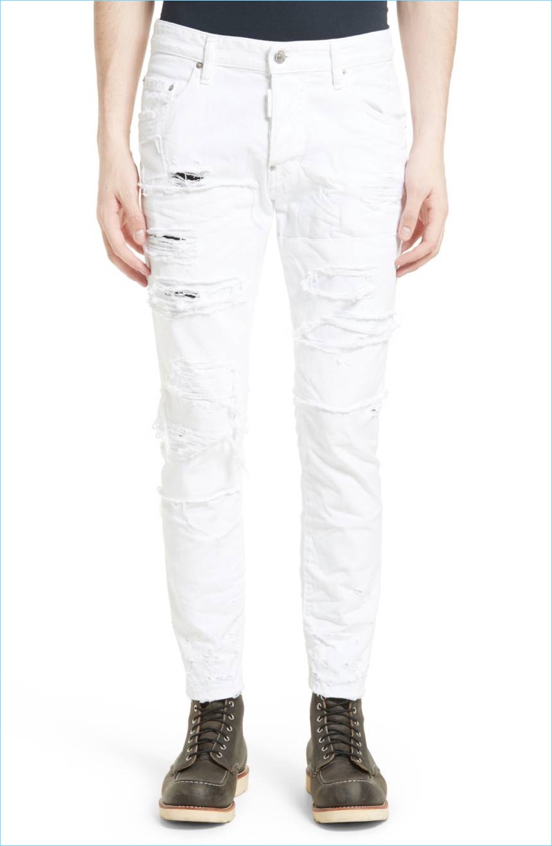 Dsquared2 White Shredded Jeans