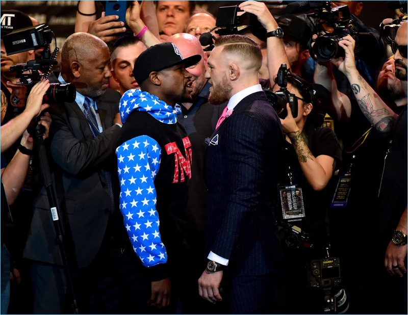Floyd Mayweather Jr. and Conor McGregor come face to face.