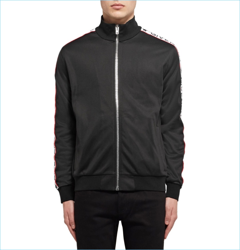 Givenchy Rubber-Appliquéd Satin-Jersey Track Jacket