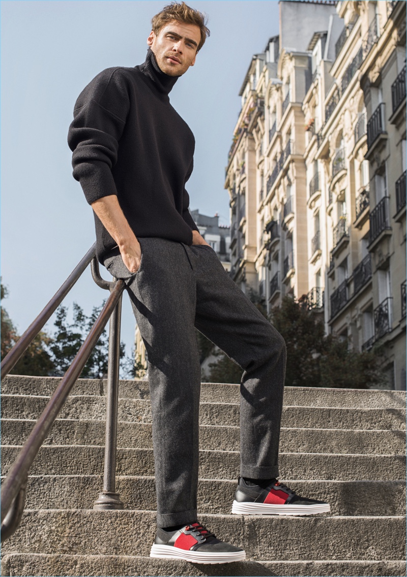 British model George Alsford stars in Hogan's fall-winter 2017 campaign.