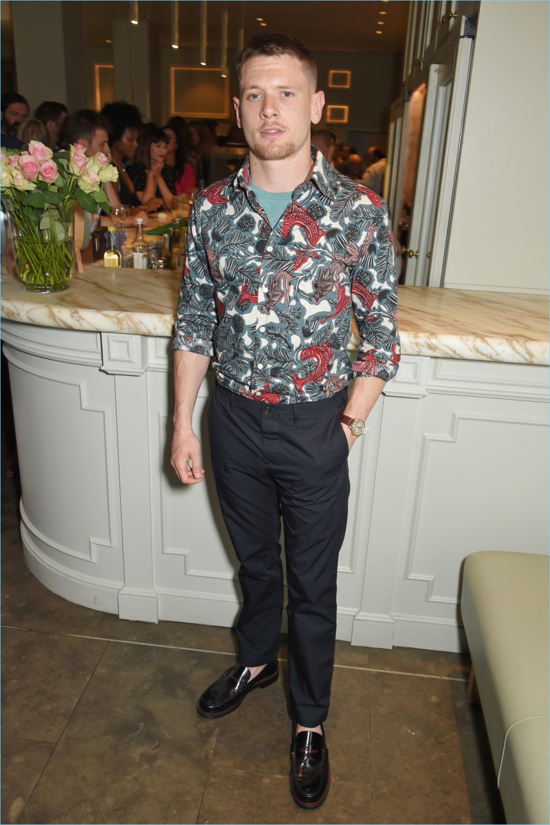 July 2017: Jack O'Connell wears Burberry for the after party of Cat on a Hot Tin Roof in London.