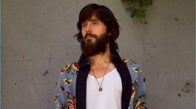 Jared Leto Covers ES Magazine, Talks Method Acting Jared Leto sports a necklace and floral print Gucci cape. He also wears a Sunspel tank and Alexander McQueen trousers.