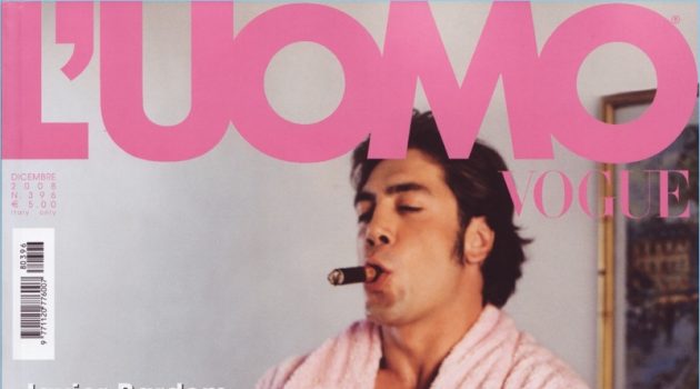 Javier Bardem covers the December 2008 cover of L'Uomo Vogue.