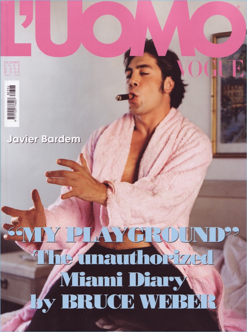 Javier Bardem covers the December 2008 cover of L'Uomo Vogue. » The End of an Era: L'Uomo Vogue Makes Its Exit Javier Bardem covers the December 2008 cover of L'Uomo Vogue.