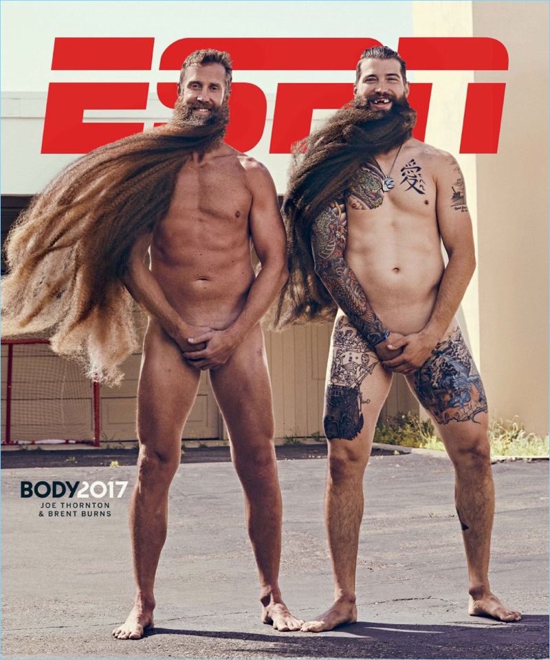 Joe Thornton and Brent Burns cover the 2017 Body issue of ESPN magazine.