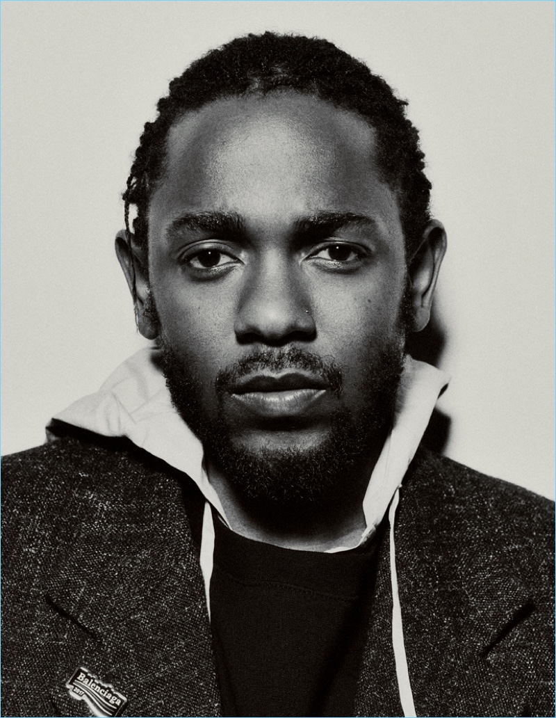 Clad in Balenciaga, Kendrick Lamar appears in a new photo shoot for Interview magazine.