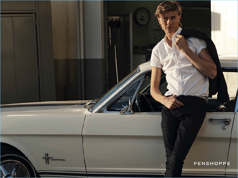 Mark Squires photographs Lucky Blue Smith for Penshoppe's DenimLab campaign.