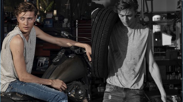 Rolling his sleeves up, Lucky Blue Smith gets his hands dirty with Penshoppe.