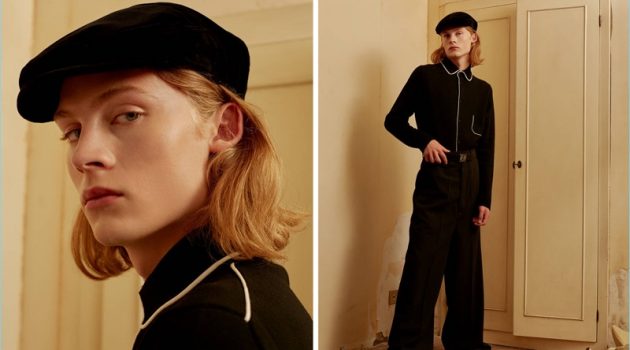 Luisaviaroma Champions Vintage-Inspired Fall '17 Style Retro Driver: Samuel wears a Dolce & Gabbana velvet flat cap $245 with an Annapurna pajama style cardigan $493 and Rick Owens oversize pants $810. He also sports a Loewe reversible anagram leather belt $490.