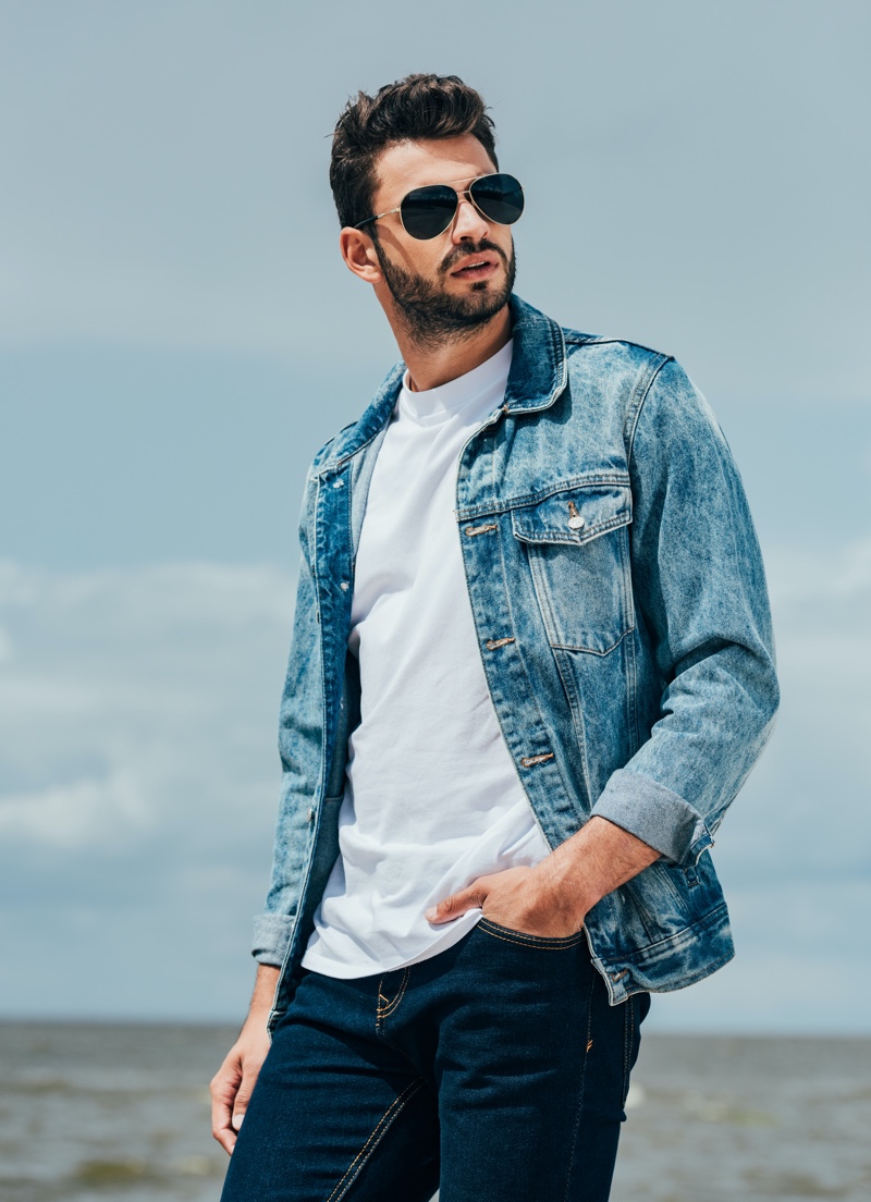 Denim Jacket T-shirt Indigo Jeans Mens Style