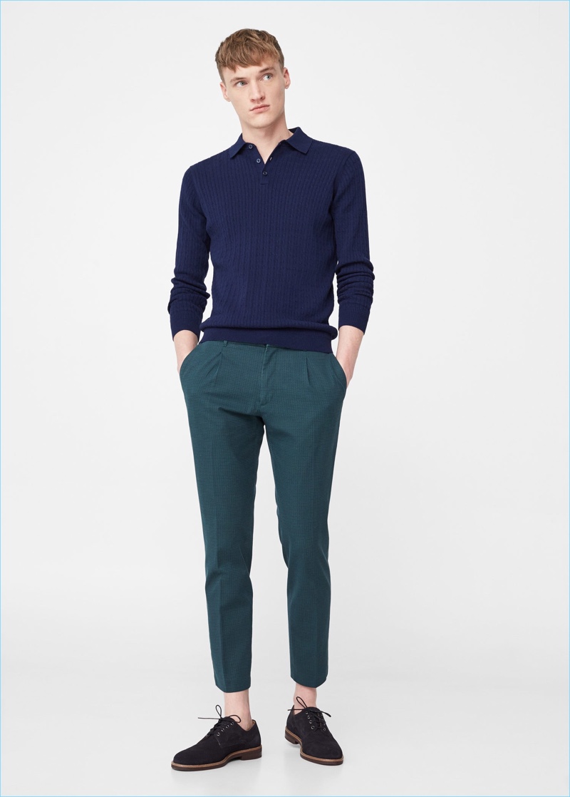 Mango Man Slim-Fit Textured Forest Green Chinos $27.99 Embrace a pop of color with Mango Man's green take on classic chinos.