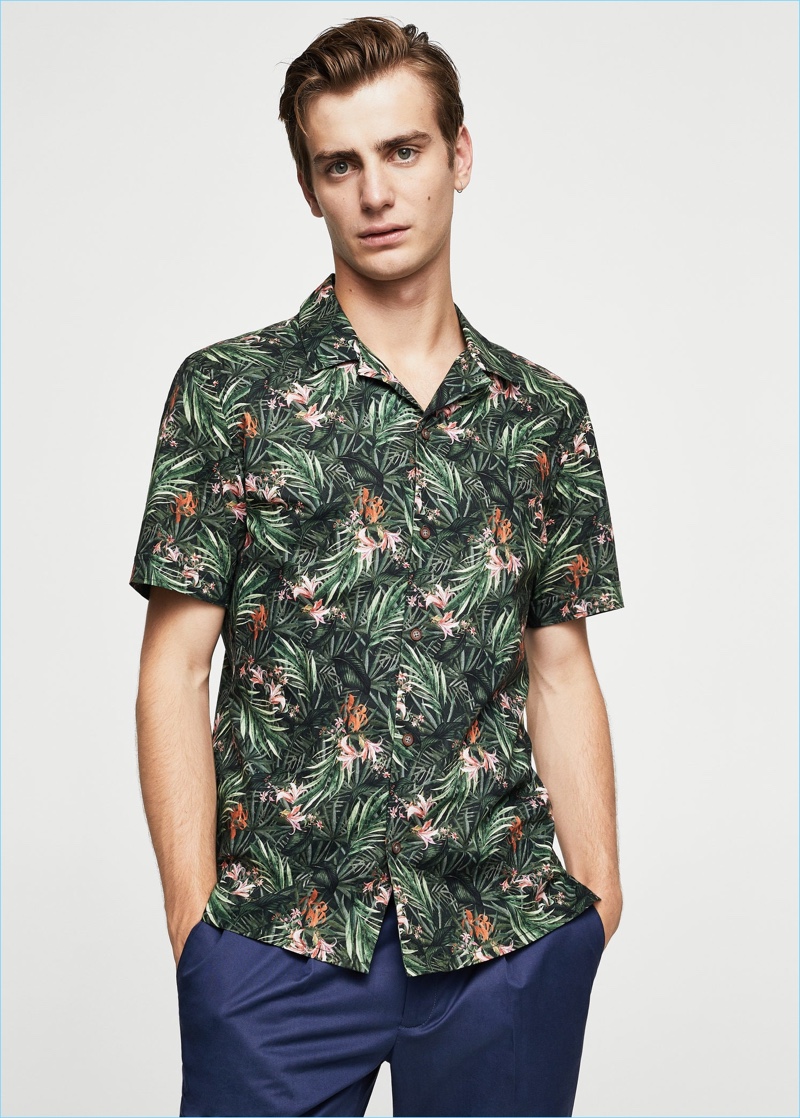 Mango Man Regular-Fit Printed Cotton Shirt $59.99 Make a tropical statement with this short-sleeve print shirt by Mango Man.