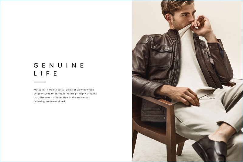 Patrick Kafka embraces neutrals with a clean look from Massimo Dutti.