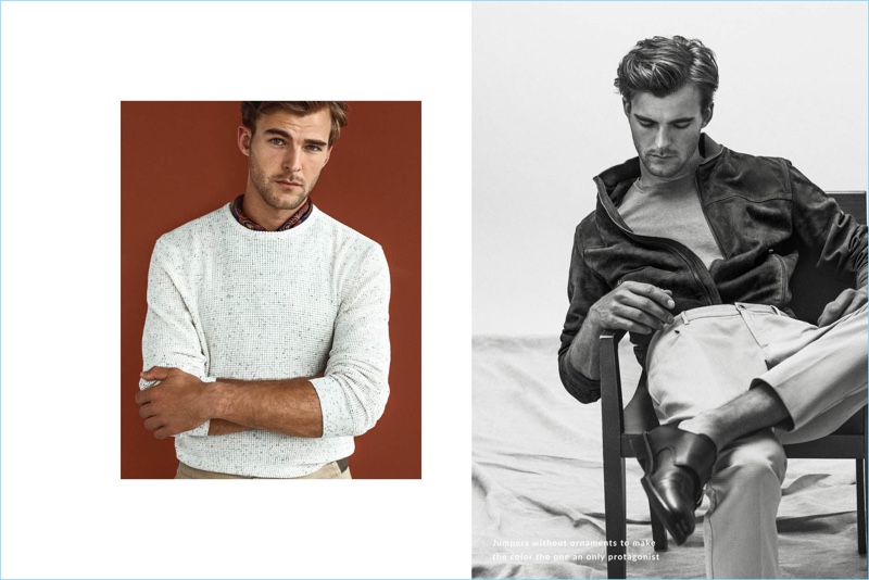 Massimo Dutti enlists Patrick Kafka for a chic editorial featuring neutral fashions.