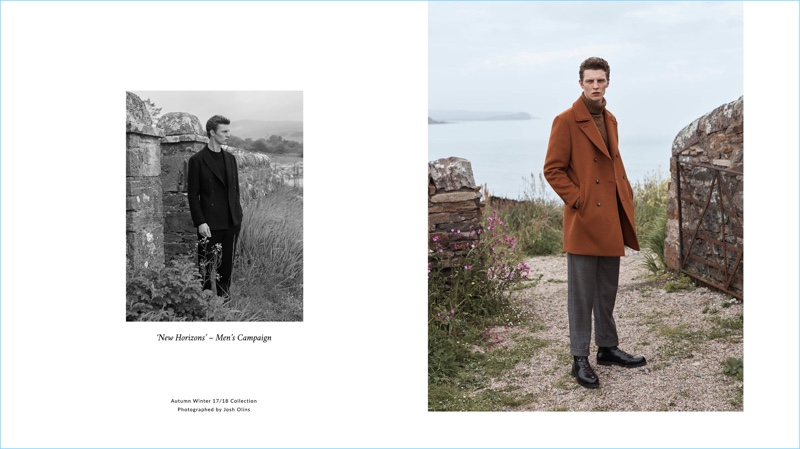 Venturing outdoors, Tim Schuhmacher stars in Massimo Dutti's fall-winter 2017 campaign.