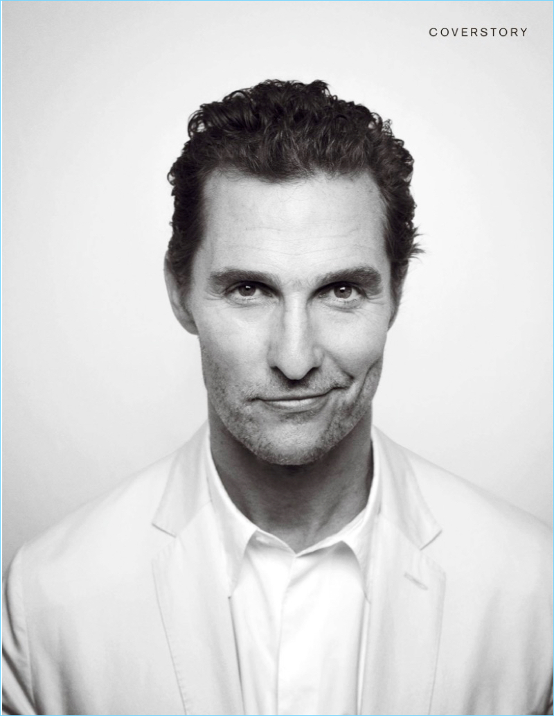 Actor Matthew McConaughey appears in a black and white portrait for D la Repubblica.