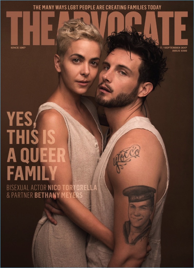 Bethany Meyers and Nico Tortorella cover the August/September 2017 issue of The Advocate. » Nico Tortorella & Bethany Meyers Cover The Advocate, Talk Polyamory Bethany Meyers and Nico Tortorella cover the August/September 2017 issue of The Advocate.