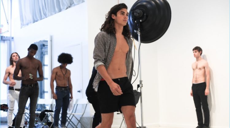 Vito Basso does a test walk for Parke & Ronen at its spring-summer 2018 casting.